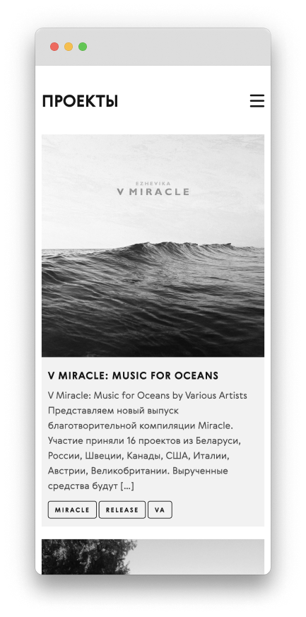 A screenshot of mobile version of Ezhevika website